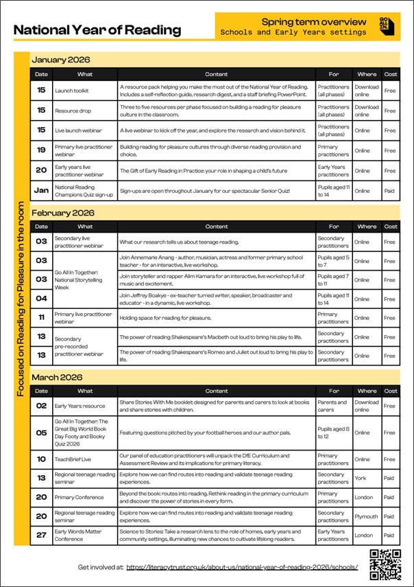 NYoR Spring Term Timetable